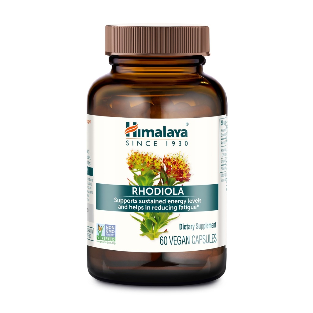 Himalaya Rhodiola Rosea - Suplementos de energía herbaria para apoyar la resistencia al estrés, la energía y el ejercicio - Vegan, Gluten Gratis, 250 mg, 60 cápsulas