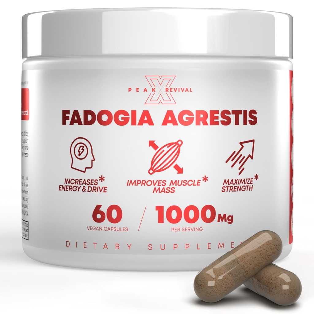 Fadogia Agrestis 1000mg Por Serving Suplemento - Potent Extract to Increase Energy, Athletic Performance &amp; Muscle Mass - Suplementos, Hecho en Estados Unidos (60 cápsulas)