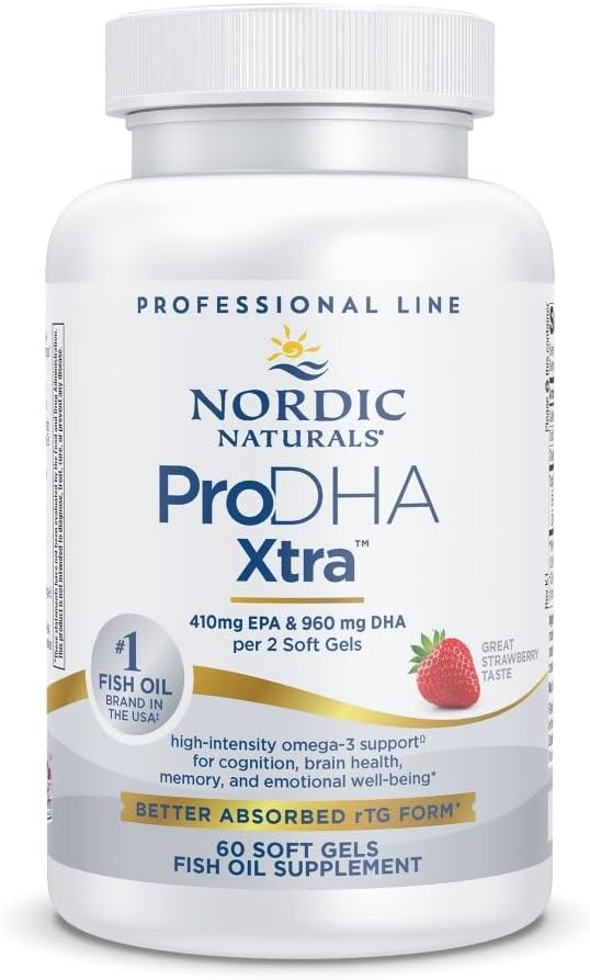[BRSWIFAROUMBCC3U] Naturales nórdicos ProDHA 1000, Fresa - 60 Gels blandos - 1660 mg Omega-3 - Alta intensidad DHA Fórmula de Salud Neurológica, Mood & Memory - Non-GMO - 30 servicios