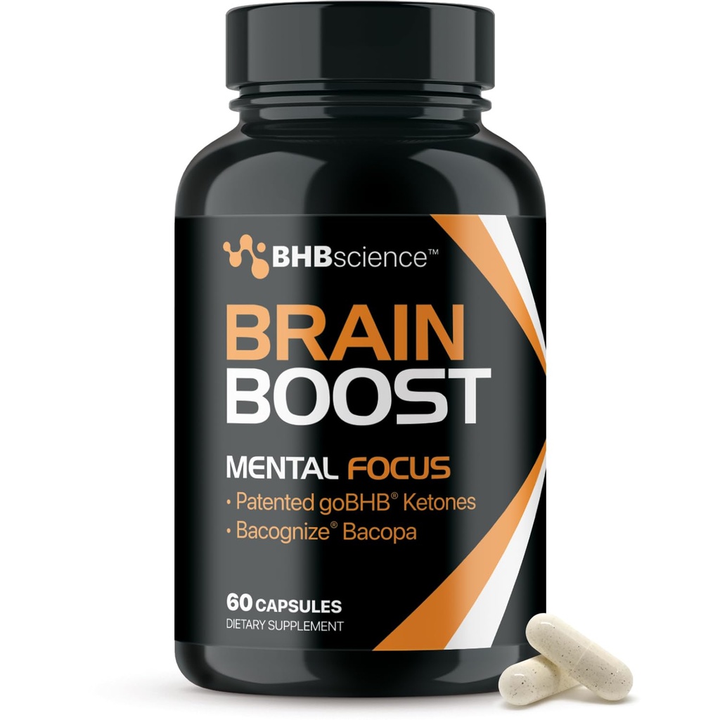 Suplemento de Booster de Cerebro para Focus - Nootropics validados clínicamente Suplemento de Apoyo Cerebral con Bacopa Monnieri Extracto " Patented goBHB for Cognitive Support - 3rd Party Tested (30 Servings)