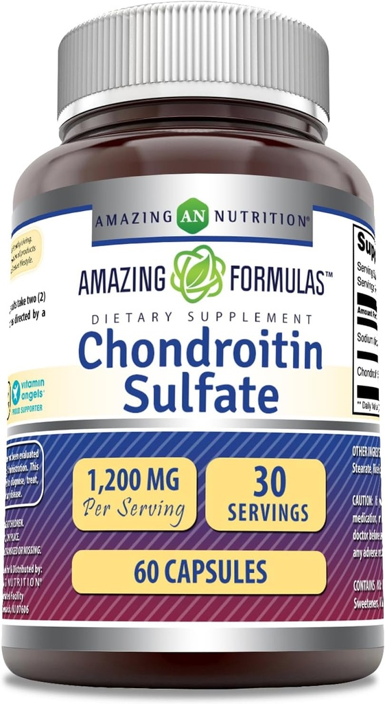 [BRSRO2YNDIMG2YLK] Fórmulas asombrosas Condroitina Sulfato 1200 mg Por Servir Suplemento Silencioso Capsules Silencioso No GMO Silencio Gluten Gratis Silencio Made in USA (1 Pack, 60 Cuenta)