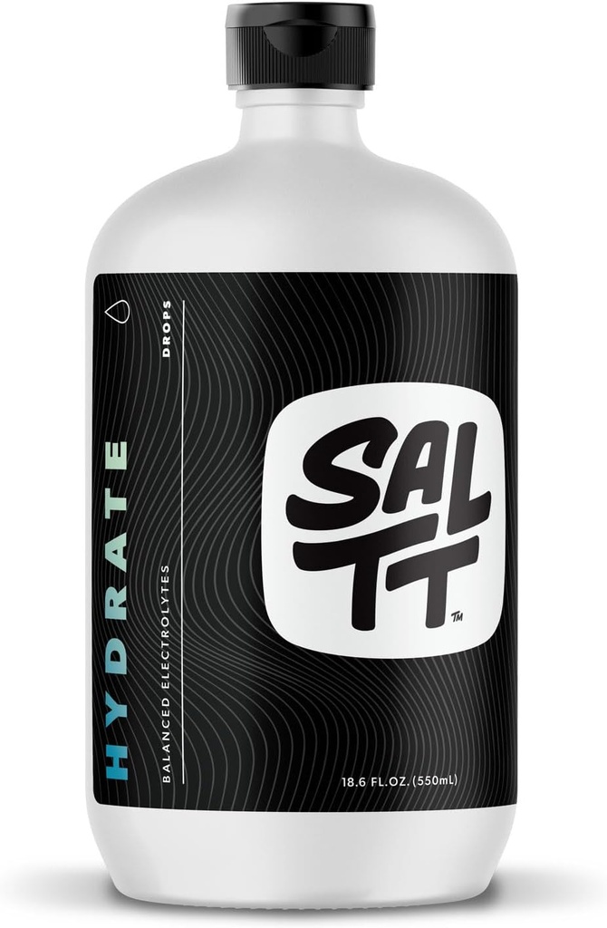 SALTT Hidrate Electrolyte Drops - Keto Diets - Intermittent Fasting - Immune Support - Gluten & Sugar Free - Paleo - Sodium, Magnesium, Potassium & Trace Minerals - Desflavored - 18.6 fl oz