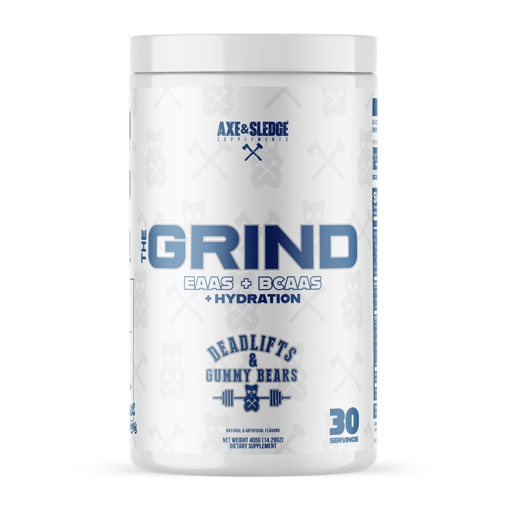 Axe &amp; Sledge The Grind Essential Amino Acids TENEAA &amp; BCAA Powder SilencioRecuperación muscular " Electrolytes for Hydration TEN Stimulant-Free, Vegan TEN 30 Servings, Deadlifts " Gummy Bears