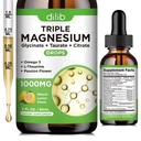 Suplemento Glycinate de magnesio líquido 1000mg, Citrato de magnesio calma, gotas de Taurate con Omega 3, Zinc, Ashwagandha, L-Theanine, Chamomile para el sueño, Mood, Stress Relief, Bone, Muscle, Lemon Flavor