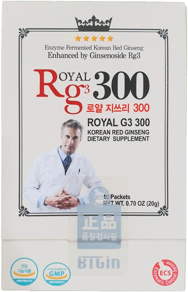 Premium RG3 300 Coreano Red Ginseng Powder - Ginsenosides mejorados (50mg Rg3/Sachet), Made in Korea, 10 Sachets