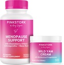 Pink Stork Menopause Suplemento " Wild Yam Cream for Women to Support Hormone Balance, Ashwagandha, Black Cohosh, " Wild Yam, Hormonal " Mood Support, Duo