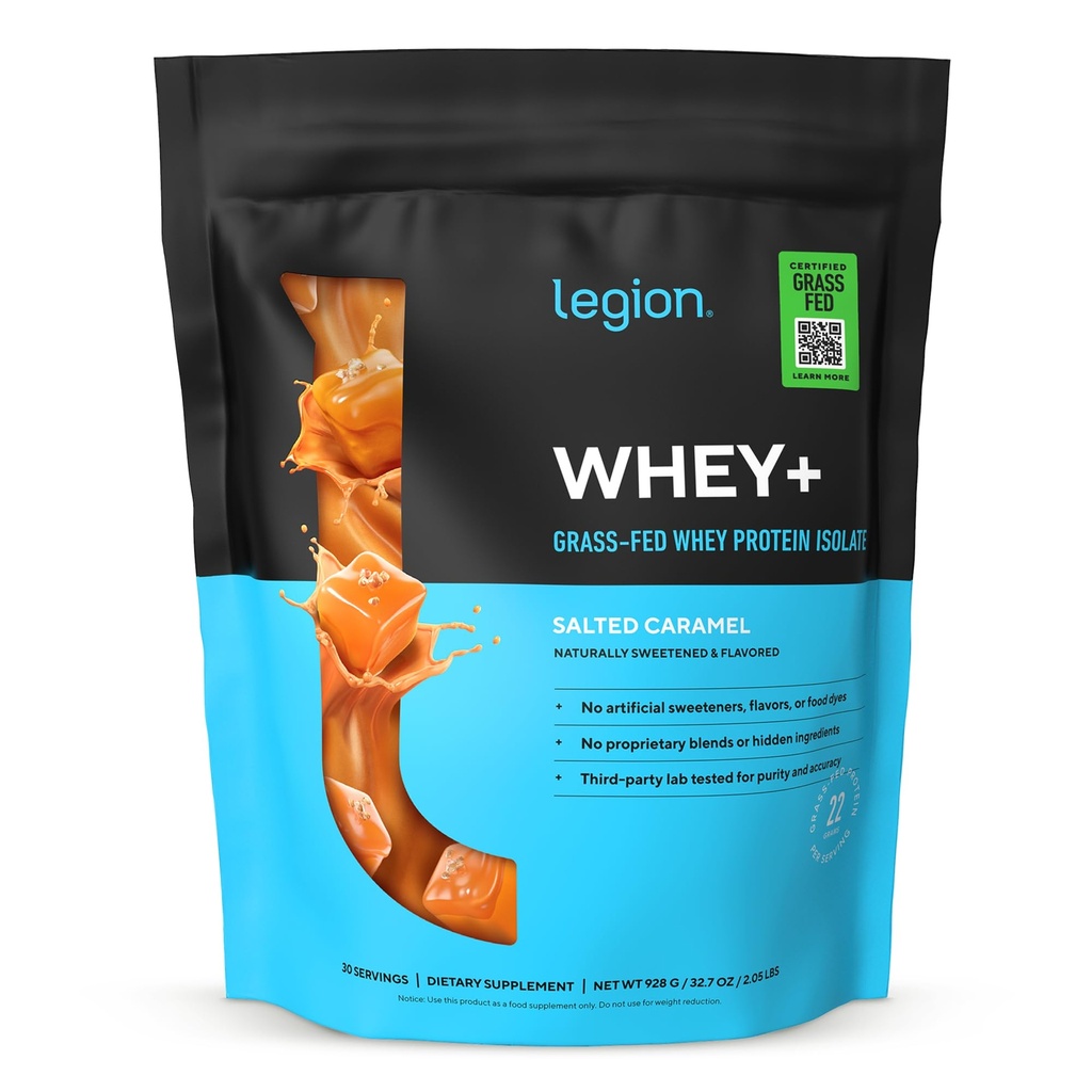 LEGION Whey+ Protein Whey Isolate from Grass Fed Cows - Whey Protein Isolate Powder Low Calorie, Non-GMO, Sugar Free, Lactose and Gluten Free, All Natural Protein Powder for Men &amp; Women, 30 Servings