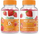 Lifeable Vitamina D 10000 UI + Bota de remolacha, Gummies Bundle - Great Tasting, Suplemento de vitamina, Gluten Free, GMO Gratis, Chewable Gummy