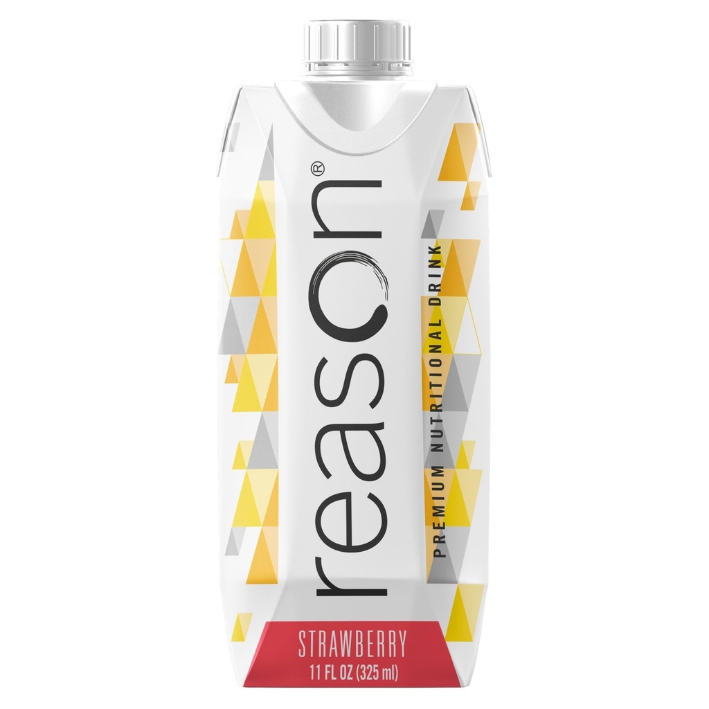 Reason Premium High Calorie Protein Drink, Gluten, GMO, Strawberry, 11 oz | Free of Soy, Artificial Flavors, and Sweeteners, NSF Certified, Lactose-Friendly, and Great for Tube-Feeding