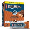 CLIF BUILDERS Protein Bares - Chocolate Peanut Butter Flavor - 20g Plant Based Protein - Gluten Free - Non-GMO - Low Glycemic - No Sweeteners artificiales - Value Pack, 2.4 oz. (12 Conde)
