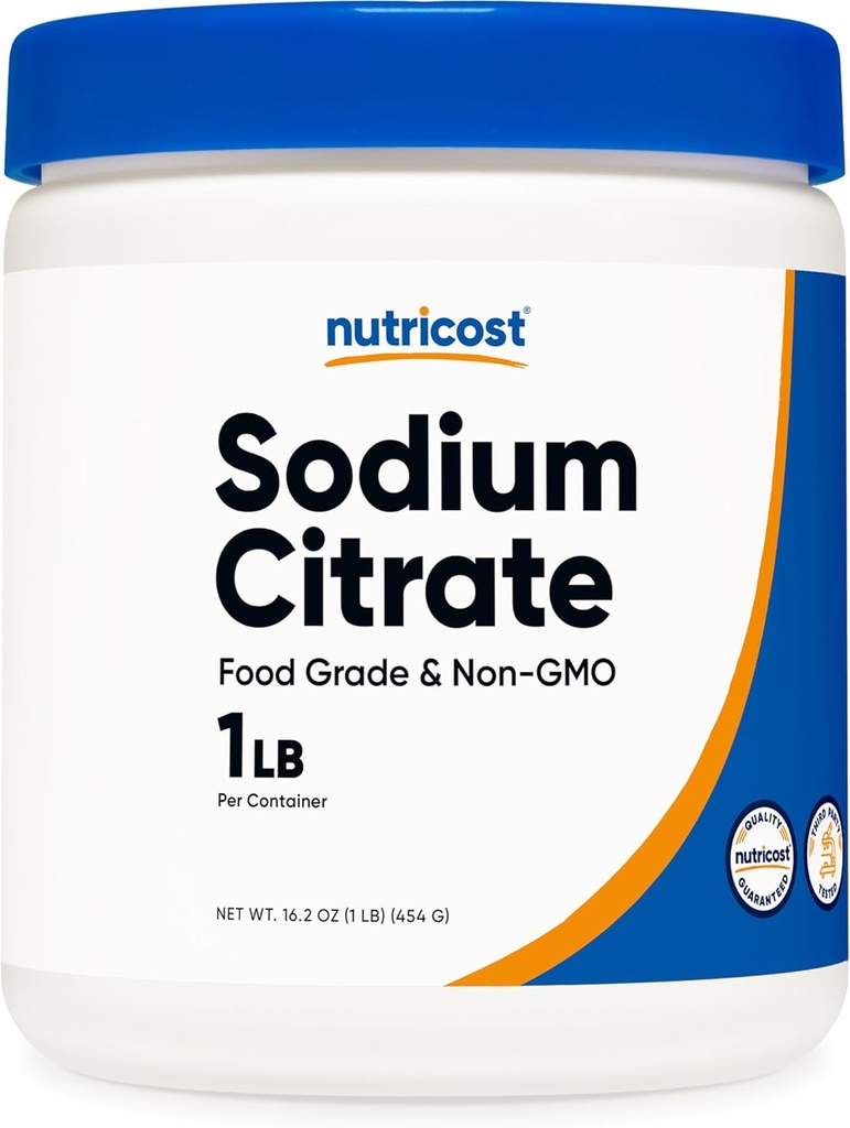[BRSW2ZABBACRGADX] Nutricost Sodium Citrate Powder 1LB (16oz) - Food Grade, Non-GMO - Emulsionante, Natural Flavor Enhancer, Preservant de Alimentos
