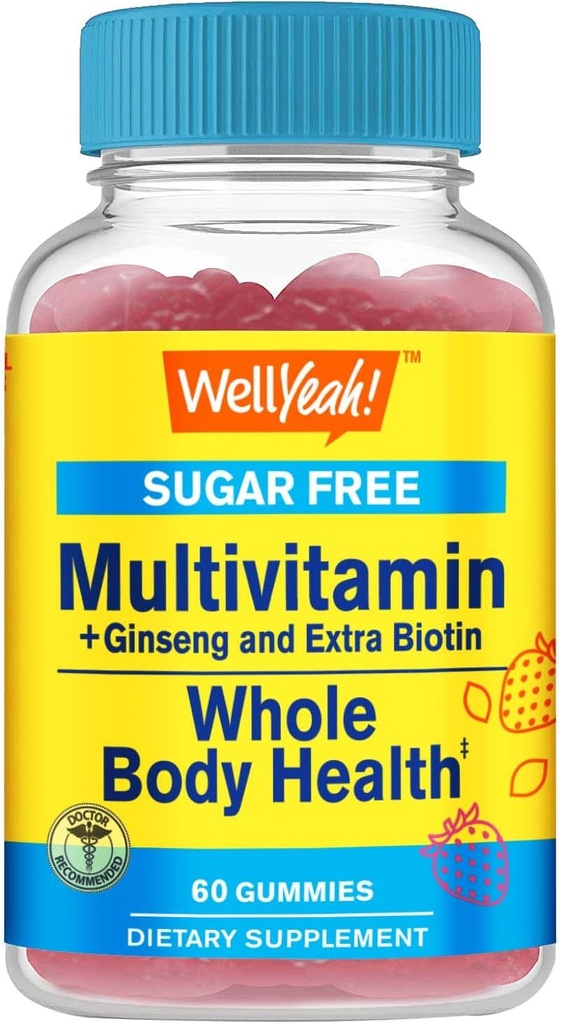 Ginseng, Vitamina A, C, D3, E, B12, B6, B1, B2, B5, Niacina, Ácido fólico, Biotina, Iodine, Zinc, Chromium, Molibdeno, Lycopene, Inositol - Vegan - 60 Gummies