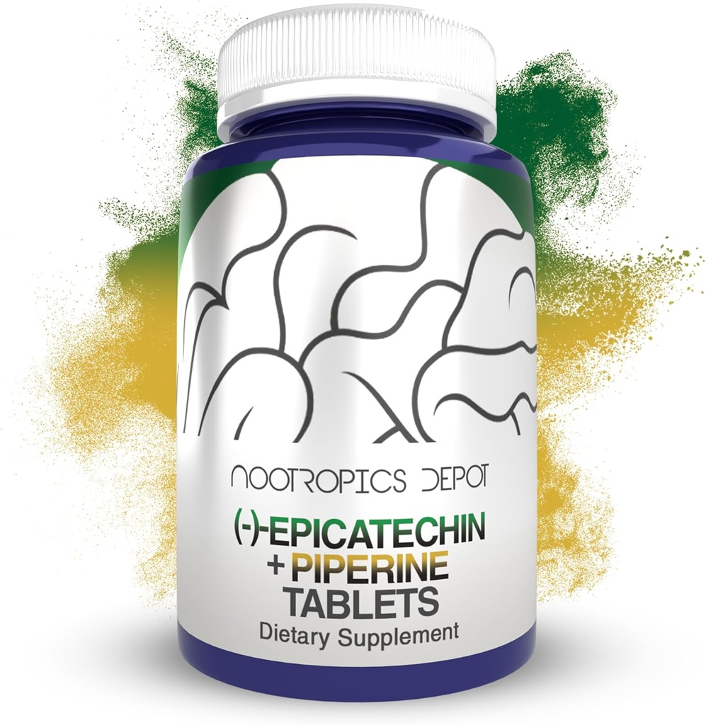 [BRSWGHT4OF6WEFLH] Nootropics Depot Epicatechin Tablets  200mg (−)−Epicatechin + 6mg Piperine for Bioavailability ← Green Tea Extract ← Promueve la Masa muscular, la Salud cardiovascular y la Energética 90 Conde