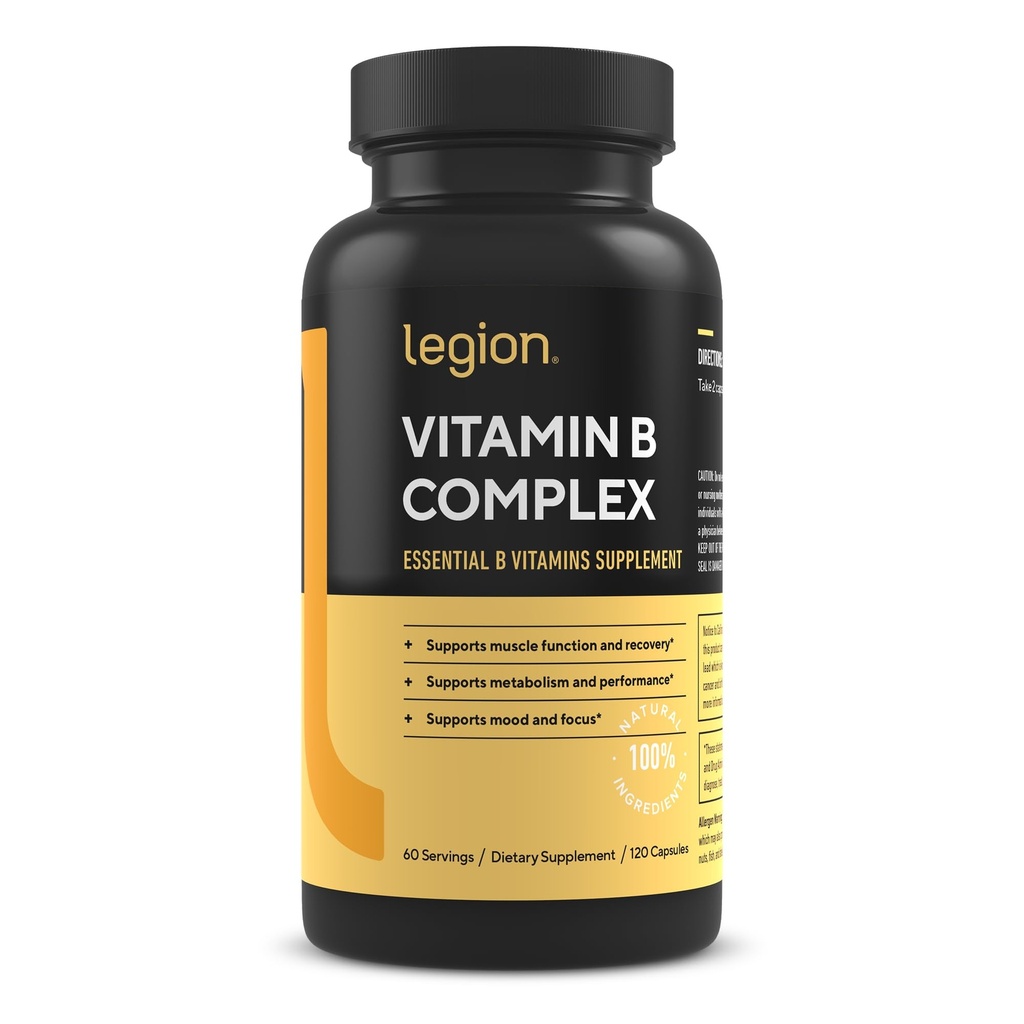 LEGION Vitamina B-Complex (120 cápsulas) - Complejo de Vitamina B con Choline e Inositol Apoya Función Mood &amp; Liver - Vegan B Complejo Vitaminas Apoyo Energía Metabolismo & Función muscular
