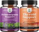 Natures Craft Bundle of Perimenopause Supplement for Women -Multibenefit Menopause Relief for Women and Herbal Thyroid Support Complex - Mood Enhancer Energy Supplement for Thyroid Health