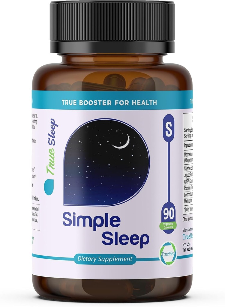 Apoyo al sueño Suplemento Relajación natural, Fórmula Magnesium Glycinate, Valerian Extract, GABA, Melatonina, Pasión Flor, Lemon Balm &amp; Promote Calm &amp; Mejorar la calidad del sueño 90 cápsulas