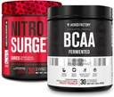 Fábrica Jacked Nitrosurge Shred Thermogenic Pre-Workout in Black Cherry & BCAA en Fruit Punch para Recomposición Corporal, Construcción del Musculo y Recuperación