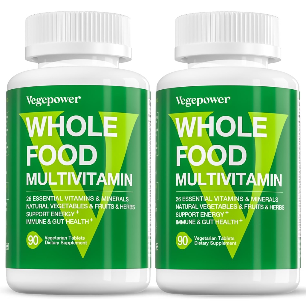 Multivitamina de alimentos integrales veganos para hombres, multivitamina metilada para hombres y mujeres, suplemento de frutas orgánicas y verduras, herb &amp; hongos Blend, omegas vegetales, todo natural, no transgénico, 180 conteo