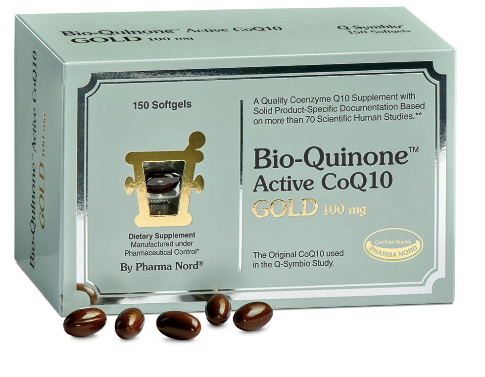 Farm Nord Bio-Quinone Gold Coenzyme Q10 100mg TEN The Original CoQ10 TEN High Absorption, Backed by Research ← Essential Antioxidant for Energy, Heart Health and Fertility Support* TEN 150 Softgels