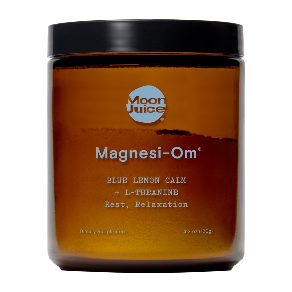 Moon Juice Magnesi-Om Magnesium Powder Suplemento - Complejo de Magnesio Chelated + L-Theanine Blend for Rest, Relax " Regularity - Vegan, Non-GMO " No Sugar, Blue Lemon, 3.7 oz, 30 Sevings
