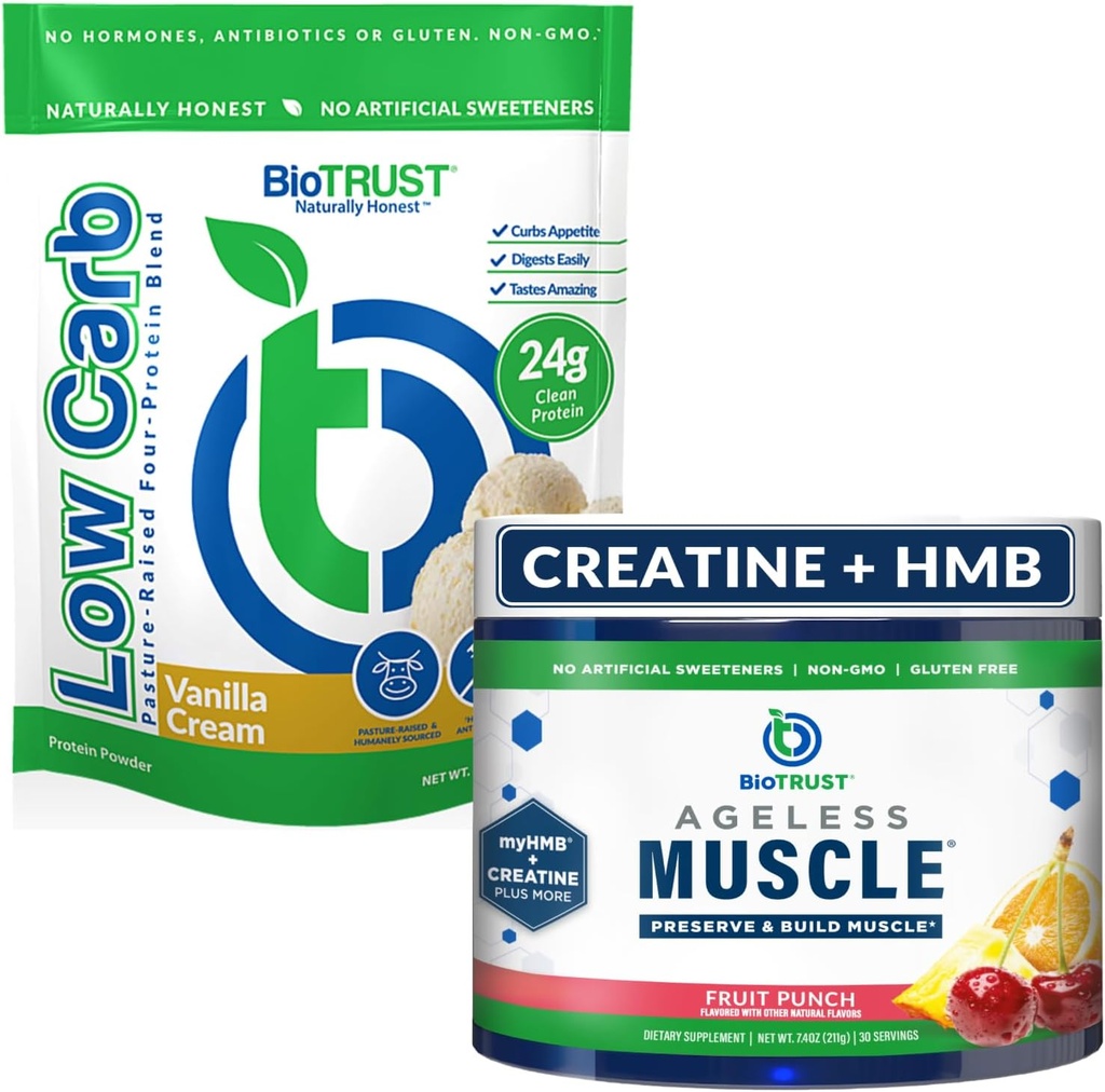 BioTrust Ageless Muscle (Fruit Punch) y Low Carb Multi Protein (Vanilla Cream) Bundle