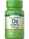 La verdad de la naturaleza D3 Vitamina 10,000 U Softgels Suplemento Silencio 100 Cuenta Silencioso Fórmula de alta potencia