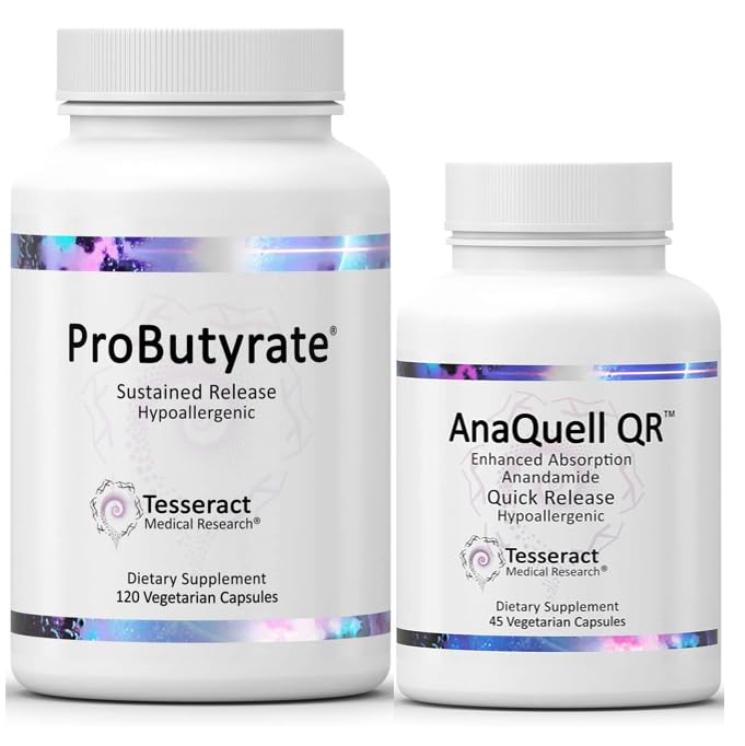 Tesseract Medical Research ProButyrate Gut Health Supplement, Butyric Acid Complex &amp; AnaQuell QR, Stress Relief &amp; Mood Support Supplement