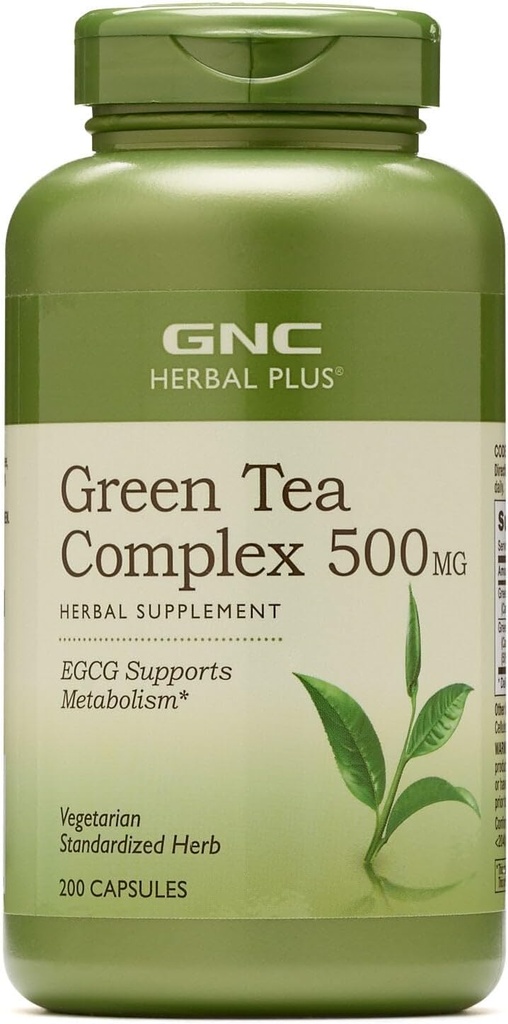 [BRSWGGQEOQMWAEL7] GNC Herbal Plus Green Tea Complex 500mg Suplemento, Vegetariano, Apoya Metabolismo, 200 Servimientos