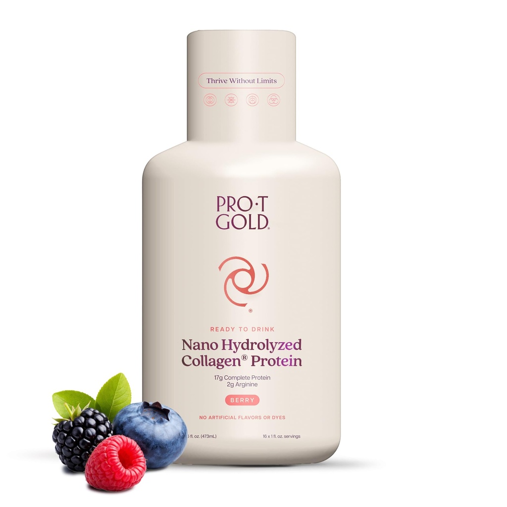 ProT GOLD Berry Sugar Free Liquid Protein Shot - 16oz Anti Aging. Procedido a la inmunidad. Fórmula Confía en 4.000+ Instalaciones médicas para nutrición completa de proteínas y curación rápida Provenida 2X