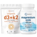 Micro Ingredientes Vitamina D3 5,000iu + K2 100mcg Softgels & Magnesium Oxide 400mg Bundle Pack ← Esencial Sunshine Vitaminas ← Formulario Elemental para Max Concentration