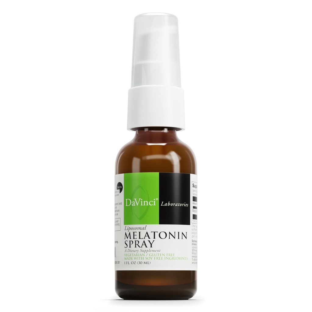 DAVINCI Labs Liposomal Melatonin Spray - Suplemento de soporte para dormir - Espray de tiempo de cama con Melatonina 3 mg Por Serving - Fórmula de acción rápida - Apoyos Descanso sueño - 30 mL