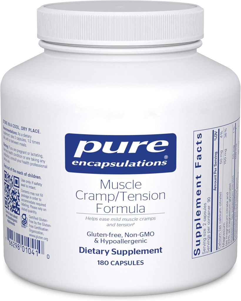 Encapsulaciones puras Muscle Cramp/Tension Fórmula Suplemento para reducir los calambres del músculo ocasional / tensión y promover la relajación.