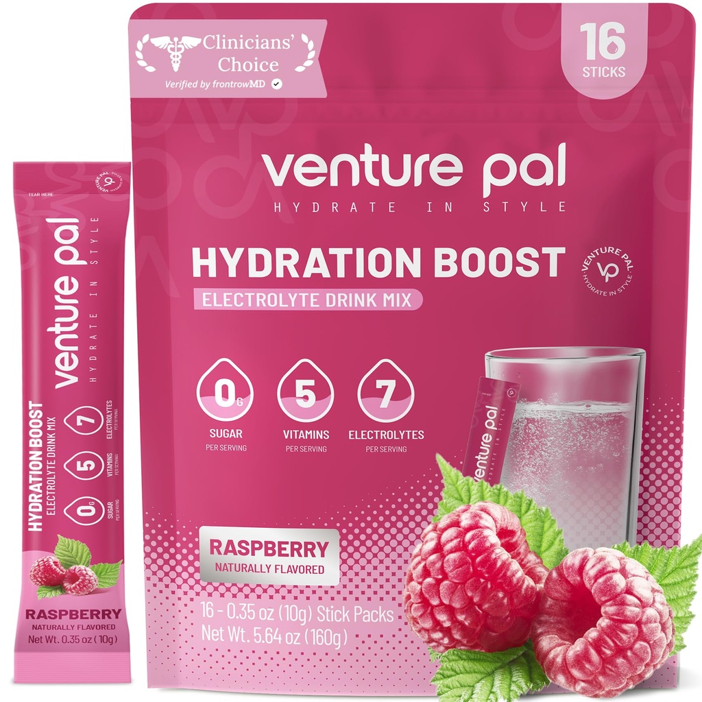 Venture Pal Sugar Free Electrolyte Powder Packets - Liquid Daily IV Drink Mix for Rapid Hydration " Party Recovery TEN 5 Vitaminas " 7 Electrolytes Anterior Keto Friendly ← Non-GMO TEN Certified Vegan TEN 16 Sticks