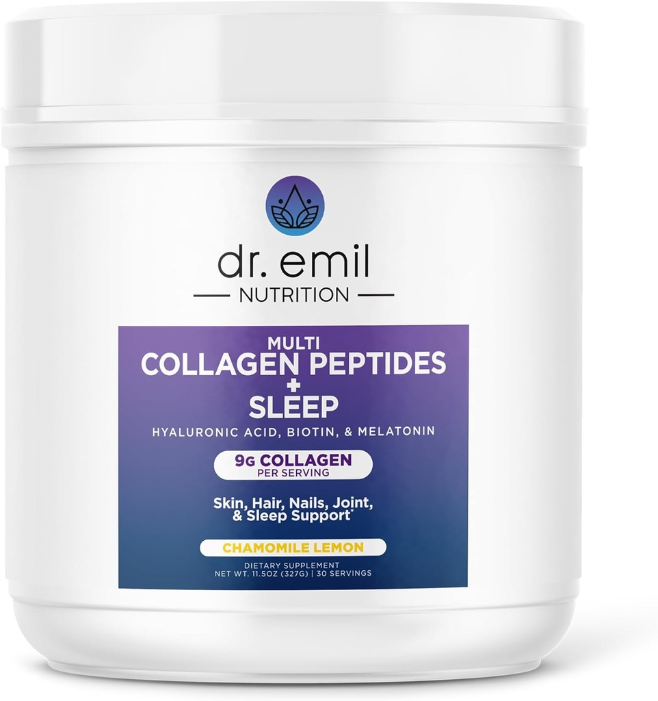 DR. EMIL NUTRITION Collagen Peptides Powder Plus Sleep Support - Colagen Powder for Women with 5-HTP, Melatonin & L-Theanine - Collagen Supplements with Biotin for Hair, Skin & Nails