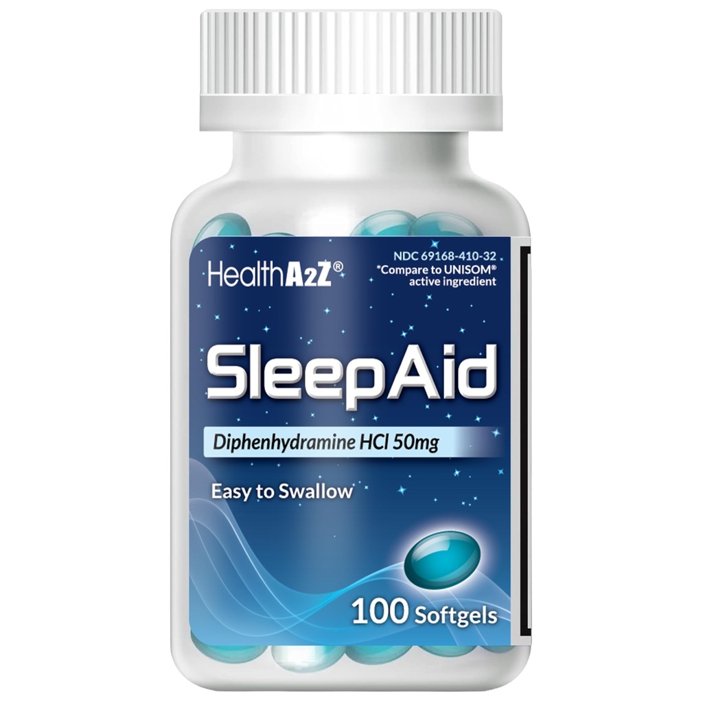 HealthA2Z Sleep Aid, Diphenhydramine Softgels, 50mg, Supports Deeper, Restful Sleeping, Non Habit-Forming (100 Condes)