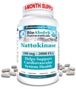 Bio Absorb Nattokinase Suplemento. 100 mg, 2000 FUs. Suministro de 6 meses. No GMO Natto Extracto Enzyme (180 Veggie Caps)