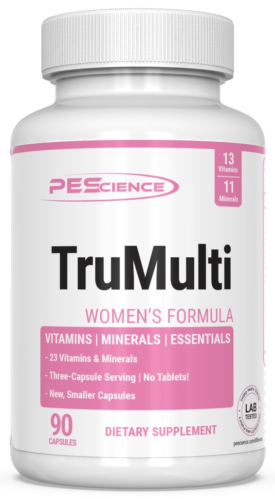 PEScience TruMulti Multivitamínico para Mujeres con Hierro, Fórmula Diaria con Vitamina Premium C, D, Suplemento Zinc para Soporte Inmunitario, Minerales Chelatados, 90 cápsulas fáciles de absorber