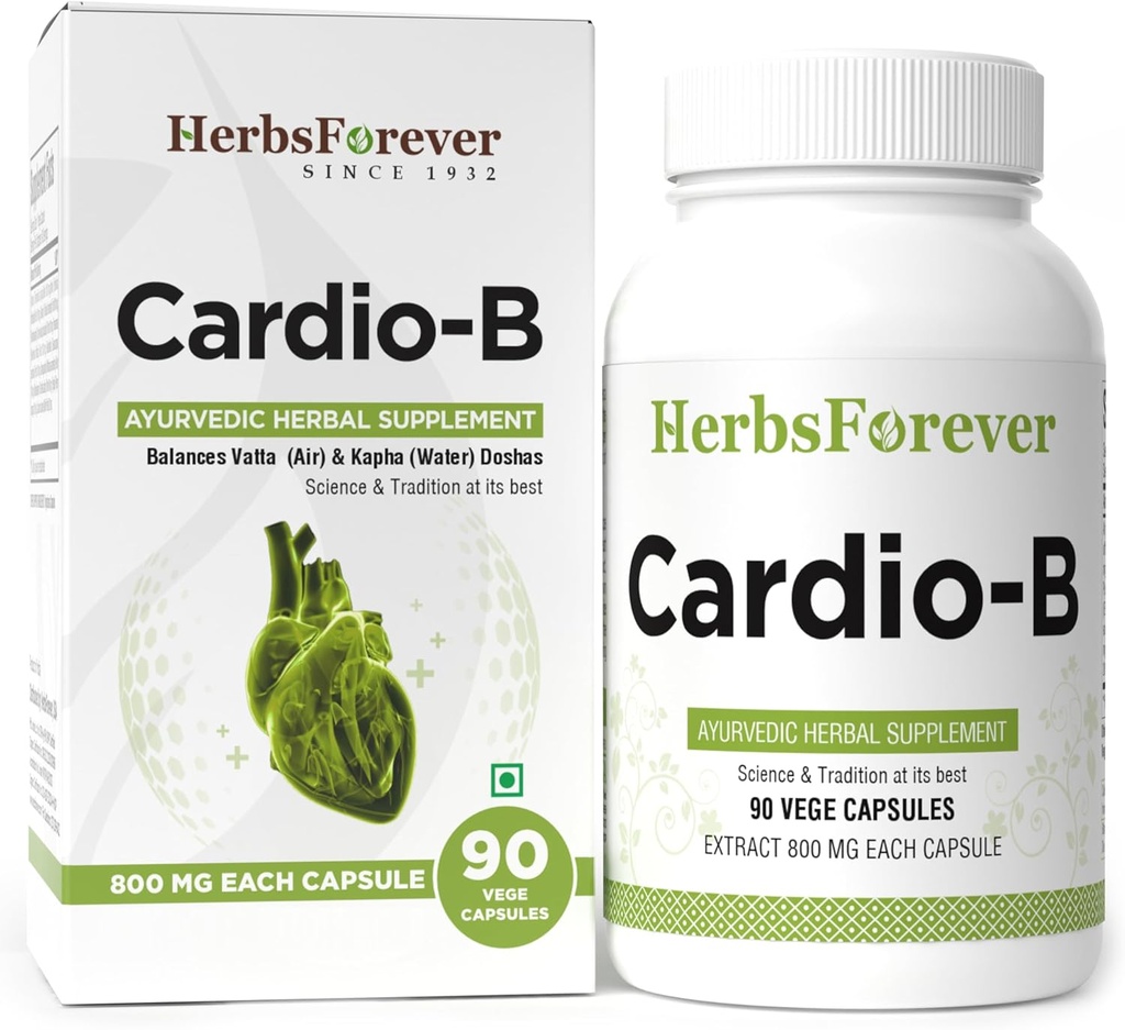 Cardio-B Ayurvedic Herbal Suplemento 90 Vege Capsules 800 Mg