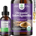 USDA Organic Ashwagandha Liquid Drops - Extracto de raíz de Ashwagandha para soporte de estrés y humedad - Delicious Pure Adaptogen Drops for Adults - Tinturas herbales libres de alcohol para el descanso - 30 ml botella