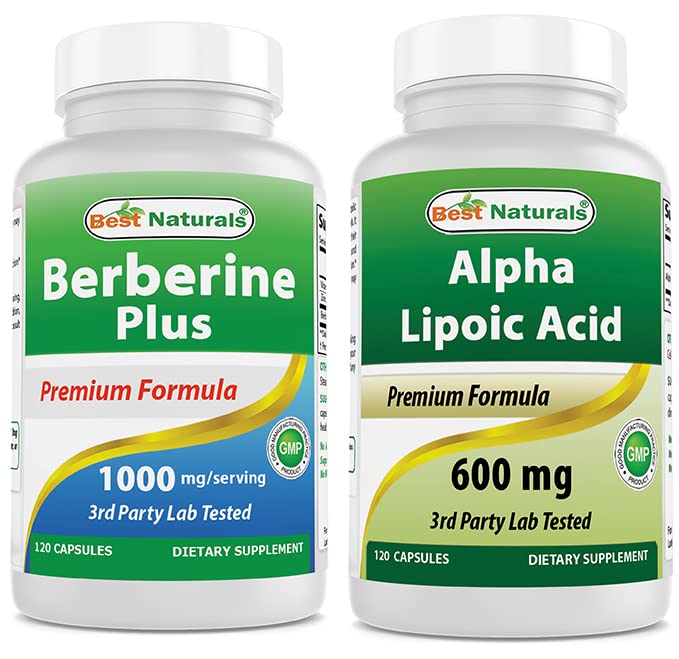 Mejores Naturales Berberina Plus 1000 mg " Ácido Alfa Lipoico 600 mg