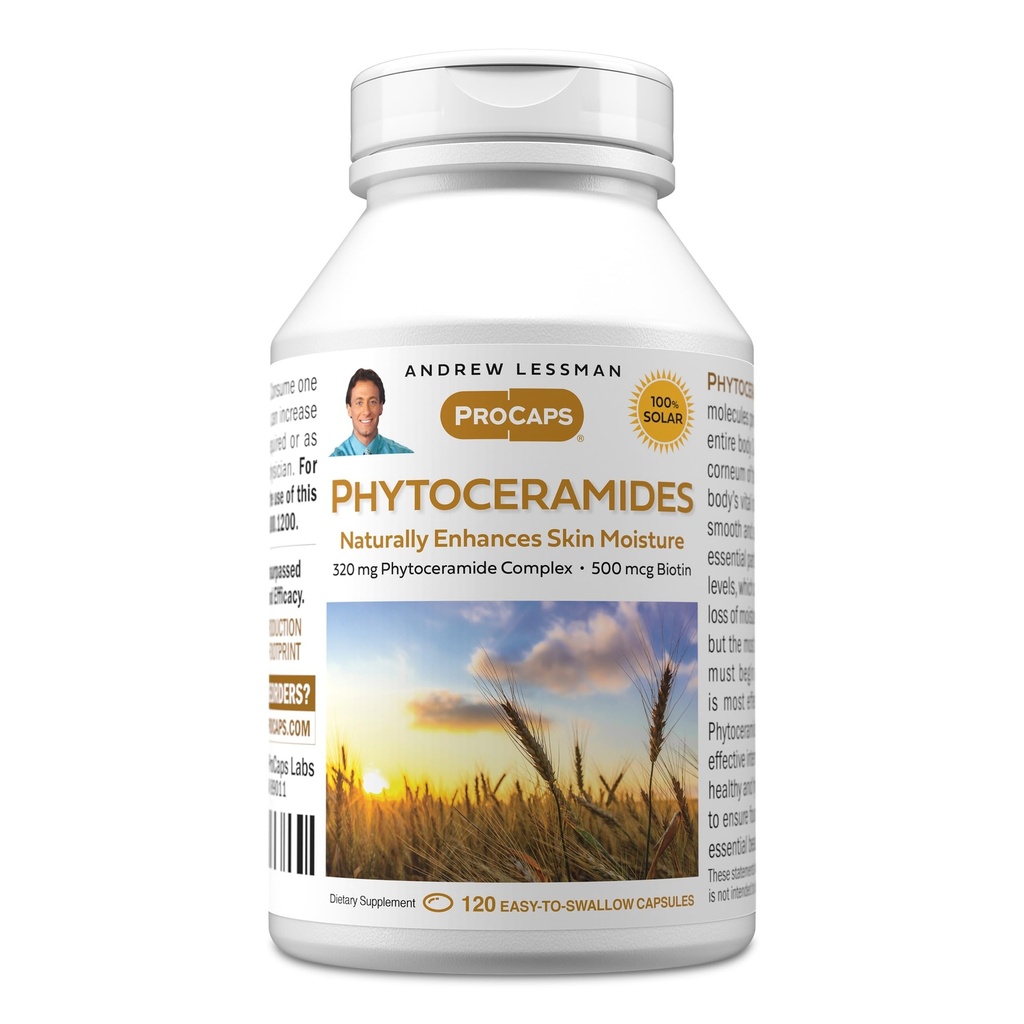 ANDREW LESSMAN Phytoceramides with Biotin 120 Softgels - Skin’s Vital Natural Internal Moisturizer. Naturally Enhances Soft, Smooth, Radiant Skin. No Additives. Small Easy to Swallow Softgels