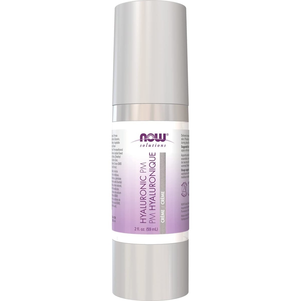 Solutions, Hyaluronic Acid PM Creme, 2 fl oz (59 ml), NOW Foods
