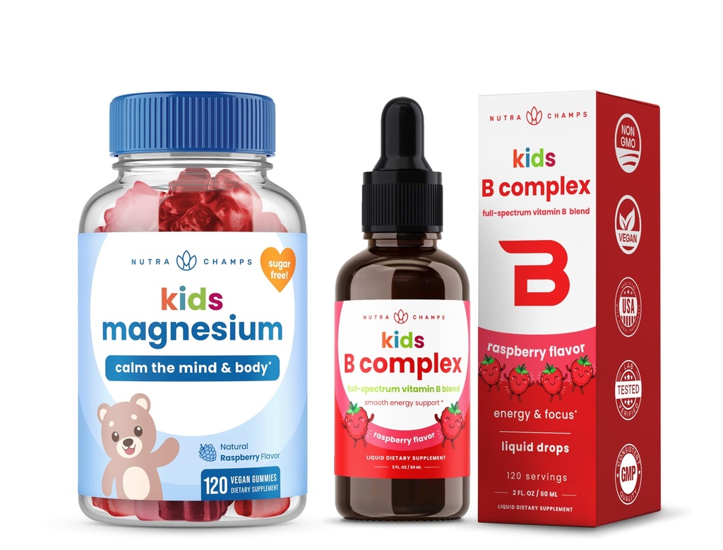 NutraChamps Magnesium Gummies &amp; B Complex for Kids