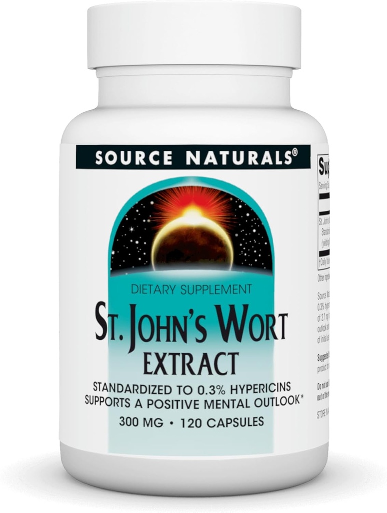 [BRSWIYTYOUEBWDDU] Fuente Naturales La hierba de San Juan Extracto 300 mg Admite una perspectiva mental positiva - 120 cápsulas
