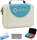Organizador de Píldoras Mensuales 3 veces al día, 30 días Caja de Píldora de Viaje Organizador con 32 Compartimientos diarios, Caja de Organizador de Medicina para Vitamina, Aceite de Pesca, Suplemento (Beige)