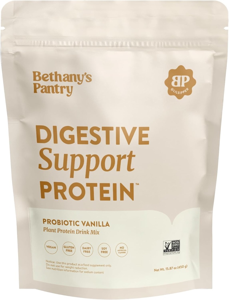 Nuzest Bethany's Pantry Digestive Support Protein - Probiotics for Digestive Health – Clean Lean Protein - Premium Vegan Pea Protein Powder – Planta Basada - 20 Servidores, 1 Libra (Pack of 1) - Vainilla