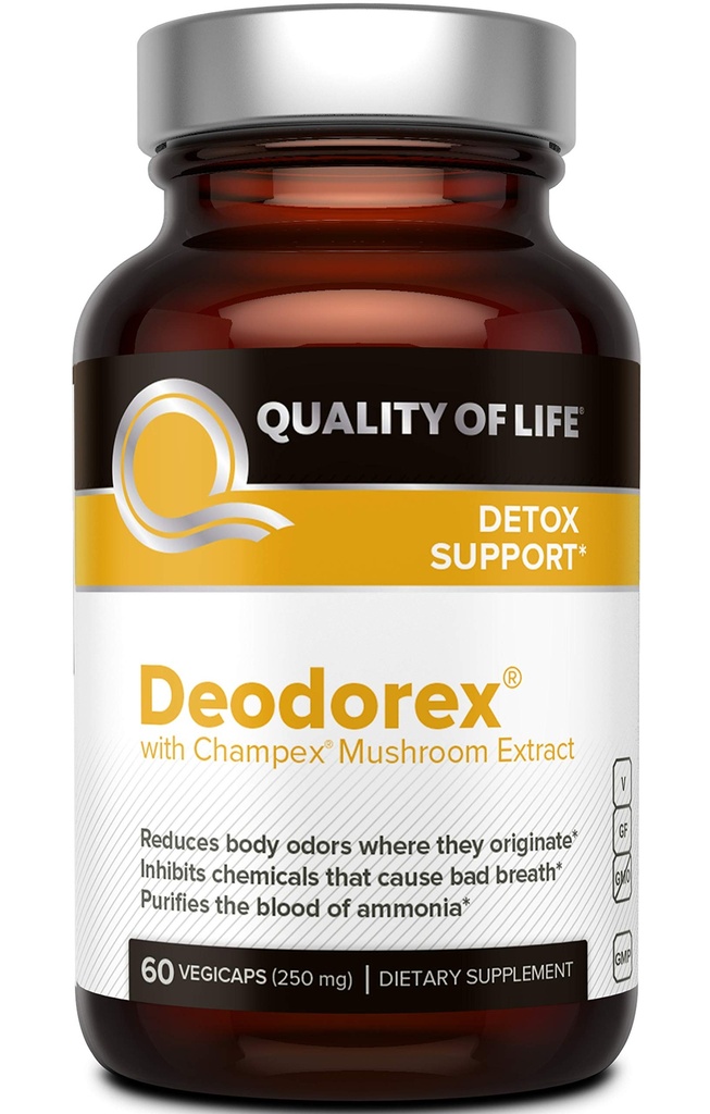 Calidad de vida - Soporte de desintoxicación - Lucha contra el mal aliento y el olor corporal - Deodorex - 60 Vegicaps