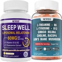 NEVISS L-Tyrosine Gummies & Melatonin 60mg para adultos Bundle