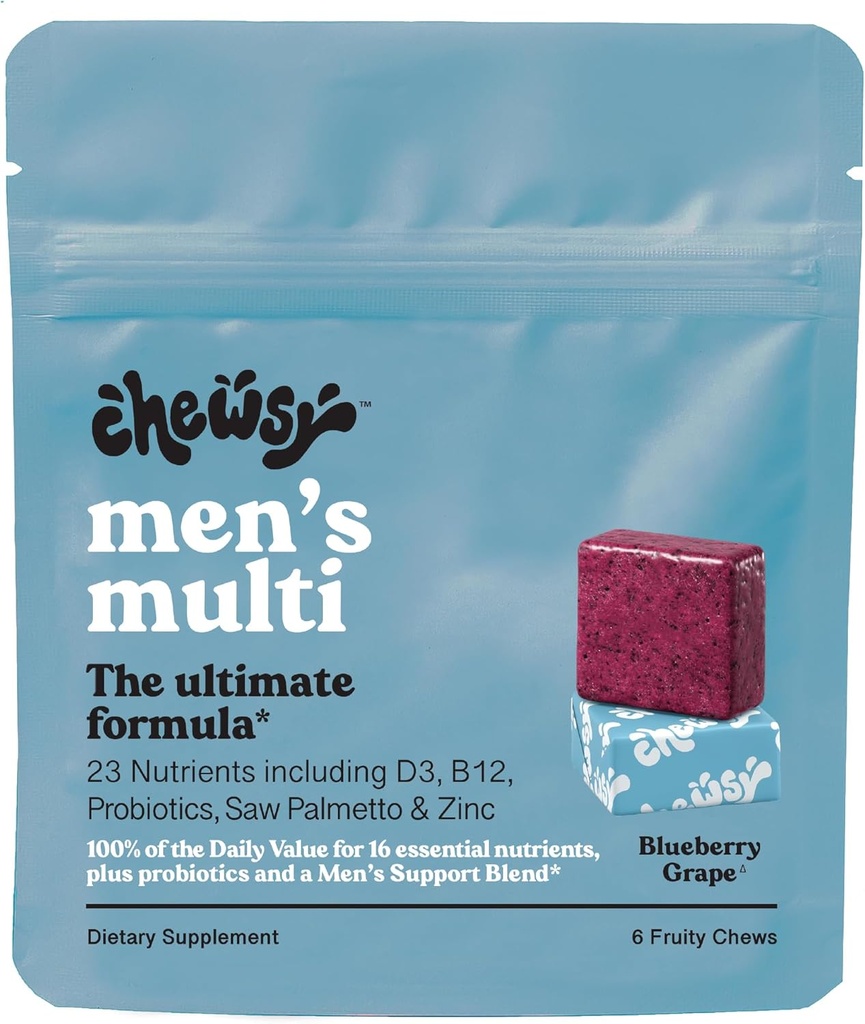 Chewsy - Multivitamina de hombres Chews - Immune and Energy Support, Vitamina A, B12, C, D3, E, Probiotics, Saw Palmetto, Zinc - 6-Day Supply