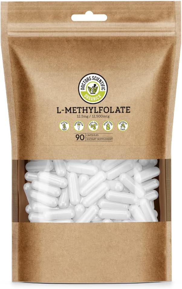 DSO L Methylfolate 12.5mg (5 MTHF Suplemento) - 90 cápsulas Vegan (12,5 mg) - Suplemento activo de folato de l metil para el control de la homocisteína - ácido fólico Vitamina - Empaquetado ecológico